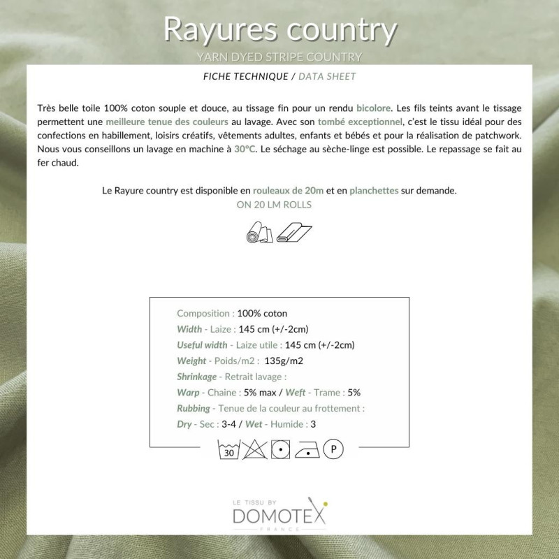 Algodón tejido a rayas RAYCO Ocre / Crudo